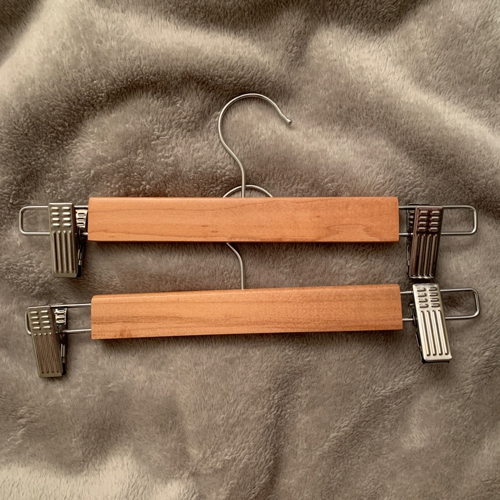 Set of 2 Container Store wooden clip hangers
